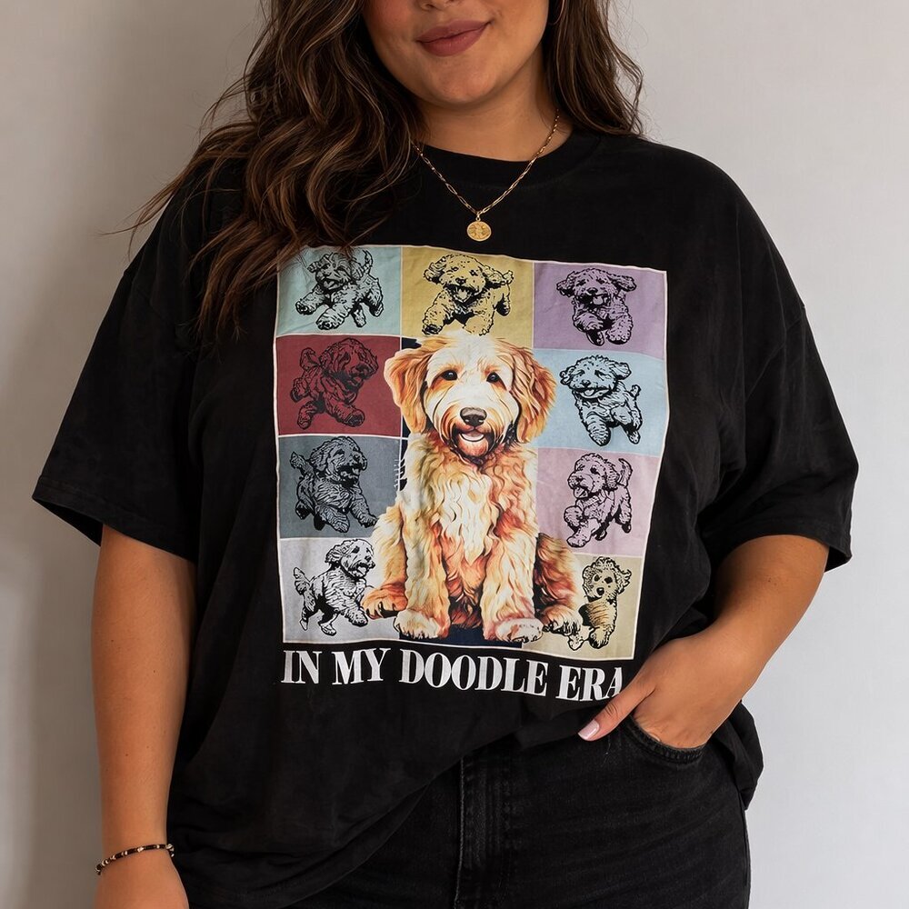 In My Doodle Era Dog T-Shirt Black Graphic Tee 3XL